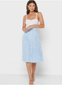 Buy Polka Dot Button Detail Skirt in UAE