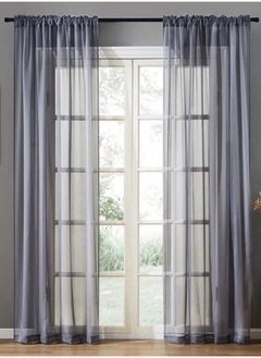 Buy 2 Pieces Window Sheer, Curtains 135X265cm, Dark Grey Color. in UAE