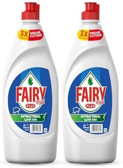 Buy Fairy Plus Antibacterial Dishwashing Liquid Soap, With Alternative Power To Bleach, 2X600Ml in UAE