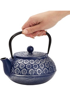 اشتري Blue Cast Iron Teapot With Stainless Steel Infuser (34Oz) في الامارات