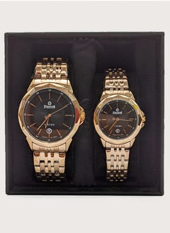 Buy Sveston Gift Set Rose Gold/Black Couple Stainless Steel Wristwatch SV-7465 in UAE