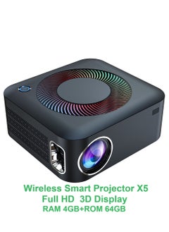 Buy Wireless Smart Projector X5 Full HD Bluetooth Projector Portable 1080P 4K HDR10+Technology 3D Display RAM 4GB+ROM 64GB in UAE