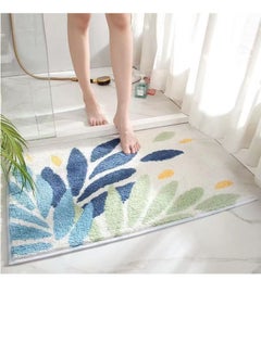 Buy 1-Piece Waterproof and Non-slip Flocking Material Flower Pattern Floor Mat Carpet for Bathroom and Bathroom  60 x 40 Centimeter in UAE