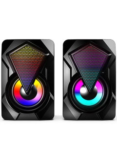 Buy Computer Speakers,Wired PC Speaker 2.0 USB Gaming Powered Stereo Mini Multimedia Volume Control with RGB Lights 3.5mm Aux Input for Phone Tablets Desktop Laptop in UAE