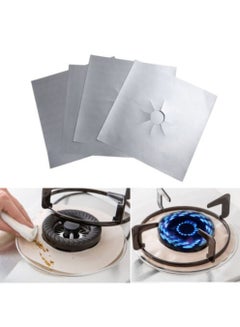 Buy 4 Pcs Stove Burner Covers Upgraded, Non-Stick Reusable Gas Range Protectors, Double Thickness Stove Covers for Gas Burners, Silver Nonstick Gas Stove in UAE