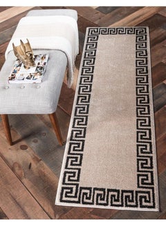 Buy Athens Collection Classic Geometric Modern Border Design Area Rug 2 Ft X 6 Ft Beige Black in UAE