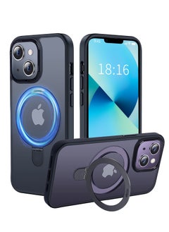 Buy iPhone 13 Case with Magnetic Invisible Stand Cover Shockproof and Anti-Yellow Slim Thin Translucent Matte Protective Magsafe Case for Apple iPhone 13 6.1 inch - Black in UAE