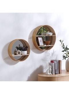 اشتري Taina Metal And Wood Wall Shelf 40X11X40Cm- Brown في الامارات