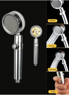 Buy Turbo Fan Shower Head 360 Degree Rotation Water Saving Detachable Shower Head-Silver in Egypt