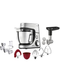 اشتري Krups KA631D Food Processor Master Perfect Gourmet 1100 Watts 8 Speeds 4.6L Stainless Steel Bowl 5 Accessories: Baking Set, Flex-Bowl, Shredding Unit Brushed Stainless Steel في الامارات