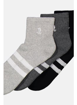 اشتري Men 3 Pairs Mid Length Socks, Charcoal and Grey and Black في الامارات