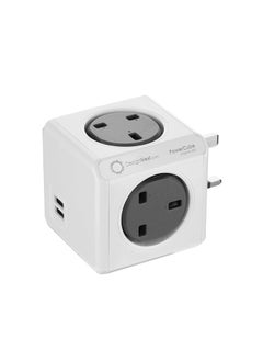 Buy PowerCube Original 4 Sockets 2 USB Ports Grey in Saudi Arabia