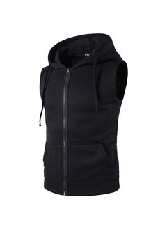 اشتري Mens Casual Hooded Zip VestBlack Black في السعودية