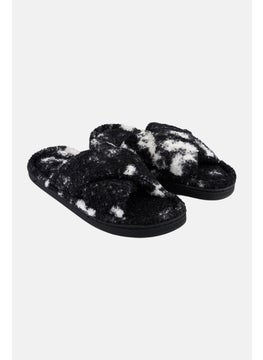 Buy Women Slip On Cross Strap Home Slippers, Black/White in UAE