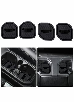 اشتري Auto Cup Holder Coaster Fit for Jeep Wrangler JL JLU 2018-2022, an Interior Accessory Gladiator JT 2020-2022 Sport and Rubicon, Car Liner Mat Pad, 4PCS, Black في الامارات