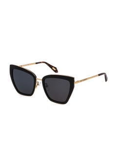 Buy Women's Square Shape  Stainless steel Sunglasses SJC092 530700 - Lens Size: 53 Mm - Shiny Black in Saudi Arabia