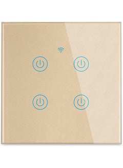 Buy WiFi Smart Wall Light Switch, Wireless Switches, No Neutral Wire Required, Compatible with Alexa and Google Home, APP Remote Control Touch Switch, No Hub Required, Voice Control (Glod 4 Gang) in Saudi Arabia