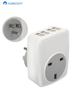 Buy UK to US Plug Adapter with 4 USB Ports US Plug Adapter with 4 USB A Wall Plug USA Plug Adaptor Grounded Travel Adapter UK to USA Travel Plug Trip to US Canada Mexico Thailand and More(Type B) in Saudi Arabia