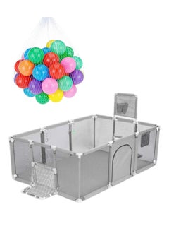 Buy Large and Portable Safe Playground for Children and Babies Suitable for Indoor and Outdoor Use Fun Activities with Foldable Basketball Hoop 180X120X60 CM in Saudi Arabia