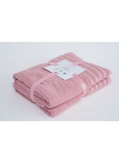 Buy Essential 2 Pieces Bath Towel Set 70x130cm - Pink in UAE