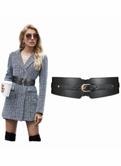 اشتري Women's Wide Elastic Waist Belt Ladies Stretch Cinch Belt for Dress with Fashion Layered Back في السعودية