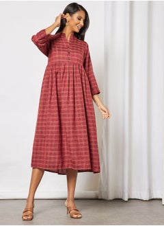 Buy Women's Button Detail Printed Casual Jalabiya in Saudi Arabia