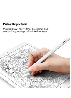 Buy Digital pen compatible with Apple iPad / iPad Pro / iPad Air 2018 and later and most other smart devices Supports palm rest White color in Saudi Arabia