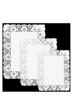 Buy 150 Pcs 3 Sizes Rectangle Paper Doilies Lace Placemats Disposable Greaseproof White for Table Wedding Birthday Cakes Desserts Food Decoration in UAE