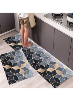 Buy 2 PCS Set Kitchen Mats Absorbant Thick Non Slip Washable Area Rugs For Kitchen Floor Indoor Outdoor Entry Carpet With Beautiful Design (40×60CM And 40×120cm) in UAE