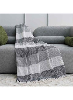 اشتري AW23 Takisha Woven Cotton Throw 127x154 Cm Dark Grey في الامارات