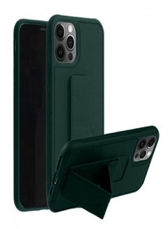 اشتري iPhone 11 Pro - New Silicone Cover with 2 in 1 Finger Grip and Phone Stand - Green في الامارات