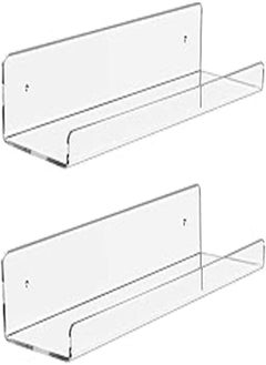 اشتري Clear Acrylic Shelves Display Ledge 15" Invisible Floating Shelf for Living RoomKitchenBedroomBathroomOfficeStore, Book Picture Toys Ledge Shelf, Wall Storage Organizer, 2 Pack في مصر