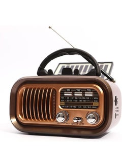 Buy Small Retro Vintage Radio Bluetooth, Portable Radio AM FM Transistor with Best Sound, Solar/Battery Operated Radio/Rechargeable Radio, TWS, Support TF Card/USB Playing in UAE