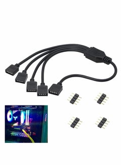 اشتري 2V 4 pin RGB Splitter Cable, Y-Shaped LED Strip Connector, 4-Pin 1 to Cable with Male Pin Plugs Black في السعودية