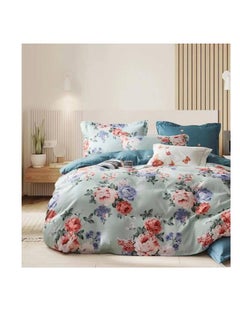 Buy Comforters 6pcs Vintage Quilted Bedding Set, Includes 1 fixed Quilt, 1 Fitted Sheet, And 4 Pillowcases,  Floral Design in UAE