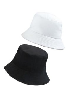 اشتري مجموعة من 2 قبعة دلو عميقة مصنوعة من القطن قابلة للطي للجنسين في مصر