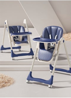 Buy Baby High Chair Foldable Toddler Chair Toddler Feeding Chair with Removable PU Leather and Tray in Saudi Arabia