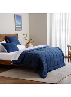 اشتري Down Alternative 3-Piece Reversible Comforter Set 220X240Cm - Navy And Grey في الامارات