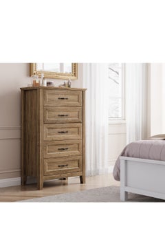 Buy LINSY HOME -  Wood Dresser Chest, closet Cabinet With 5 Drawers , Dressers Organizer for Bed Room Living Room, Closet, Nursery,Rustic Brown Color, size 69.8L*39.8W*114H cm in UAE