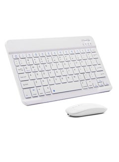 Buy Wireless Bluetooth Keyboard and Mouse Combo Portable Compact Rechargeable For Windows Tablet Phones English Arabic Layout White in UAE