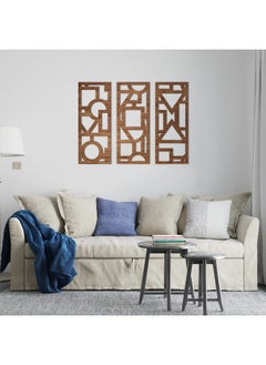 Buy Geometric Wooden Wall Décor - Set Of 3 Each 80X30 in Egypt