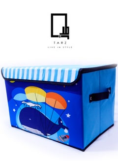 Buy Foldable Large Kids Toy Chest with Flip-Top Lid, Collapsible Fabric Animal Toy Storage Organizer/Bin/Box/Basket/Trunk with Lid for Toddler with Lid Children and Baby Nursery (Whale) in UAE