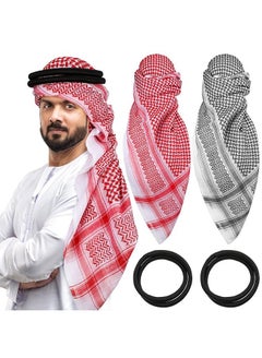 اشتري Arab Head Scarf with Lgal Aqel Rope 4 Piece Mens Middle East Desert Shemagh Wrap Arab Costume في الامارات