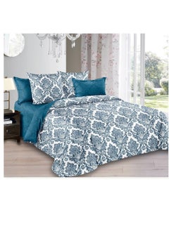 Buy King Size 6 Piece Duvet Cover Set Contemporary Leaf Print Bedding Sets, Smooth Cotton Material Modern Geometric Print in UAE