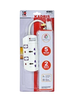 Buy Power Strips S521 Heavy Duty Extension Cord with 2 way Outlets with individual switch, Charging Socket with 5 meter Heat resistant  Extension Cord (White) in UAE