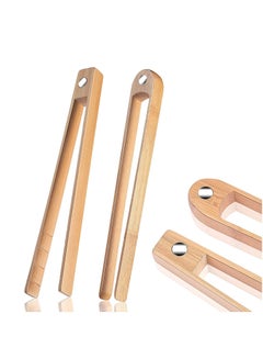 Buy Wooden Toaster Tongs With Magnet Magnetic Bamboo Wood Toast Natural Kitchen Utensil Accessories for Cooking Bagel Cake Muffin Bread Set of 2 (8.7 Inch) in UAE