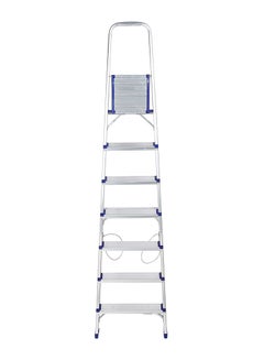 اشتري Aluminum Ladder- EPSAL1494 150 kg Capacity, 7-step, Wide and Flat Platform, Anti-Slip Feet with Safety Handrail, Natural Anodized Easy Storage, Perfect for Home, Apartments Silver في الامارات