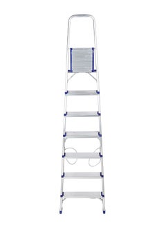 اشتري Aluminum Ladder- EPSAL1494 150 kg Capacity, 7-step, Wide and Flat Platform, Anti-Slip Feet with Safety Handrail, Natural Anodized Easy Storage, Perfect for Home, Apartments Silver في الامارات