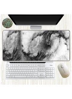 Buy Large Gaming Mouse Pad 800x300x3mm Extended Thick Marble Rubber Artistic Keyboard Desk Mat Pad For Computers Black&White&Grey in Saudi Arabia