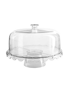 Buy Multi-Function Acrylic Cake Stand With Lid Clear in Saudi Arabia